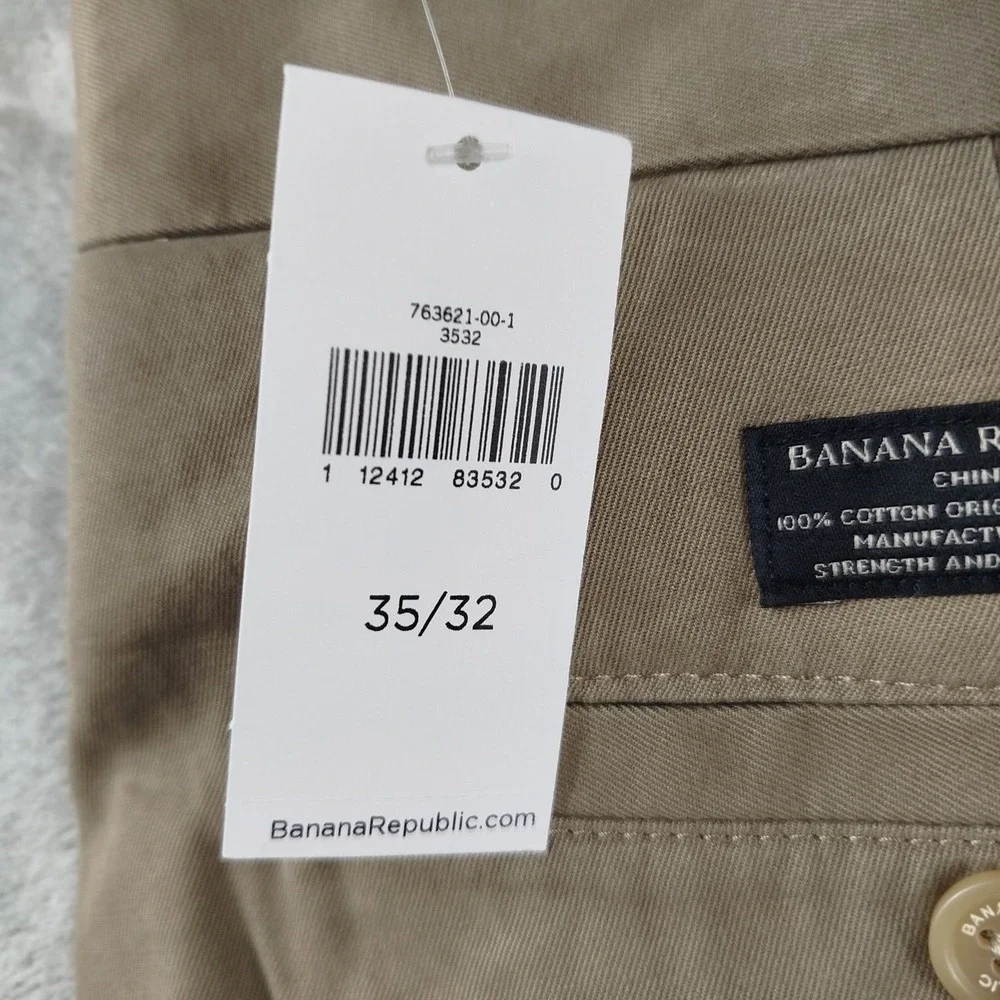 NWT Banana Republic Gavin Chino Pants Mens‎ 35x32 Olive Green Straight Fit